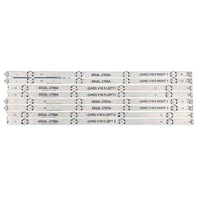 BAVALU 8 unids/Set Tira de LED for iluminación Trasera for TV de 49 Pulgadas LG 49UH603V 49UH620V LC490DGE 6916L-2705A 6916L-2706A 6916L-2707A 6916L-2