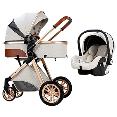 3 en 1 Sistema de Viaje Para Bebé Silla de Paseo 3 en 1 Carrito con Capazo Cochecito de Bebé Cochecito de Paisaje Alto Reclinable Cochecito Estándar P