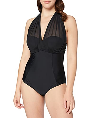 Curvy Kate Wrapsody baño, (Black Black), (Talla del Fabricante: 34FF) para Mujer