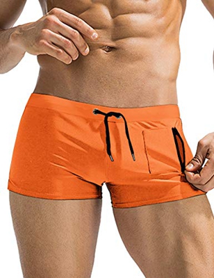 COOFANDY Bañador para hombre, secado rápido, con cordón, bolsillos, 1 - naranja., XL
