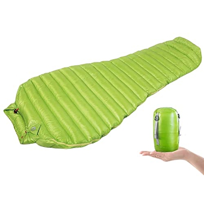 KIPEKE Saco de Dormir de Momia, Saco de Dormir Ultraligero de Invierno, Saco de Dormir de plumón de Pato para Acampar, Senderismo, Turismo, Equipo de 