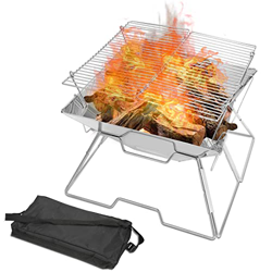 Yakimz Barbacoa plegable de acero inoxidable, para camping, barbacoa, plegable, con bolsa de transporte, para picnic, senderismo, jardín, cocina, viaj en oferta