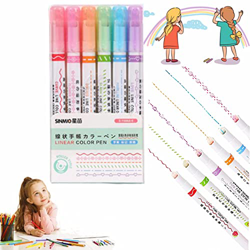 TracywoLL BolíGrafos De Colores Lineales Smilevol,【Nuevo】 BolíGrafos De Doble Punta Smilevol con 6 Formas De Curva Diferentes,Juego De Rotuladores De  en oferta
