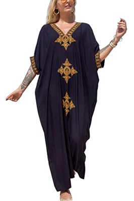 L-Peach Vestido de Playa Ropas Bordado Caftán para Mujer Kimono Bikini Cover Ups Pareos Batas