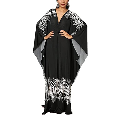 Snyemio Kaftan Vestido Largo de Playa Mujer Maxi Pareo Floral Verano Túnica Boho Talla Grande Kimono, Color 37, Talla única