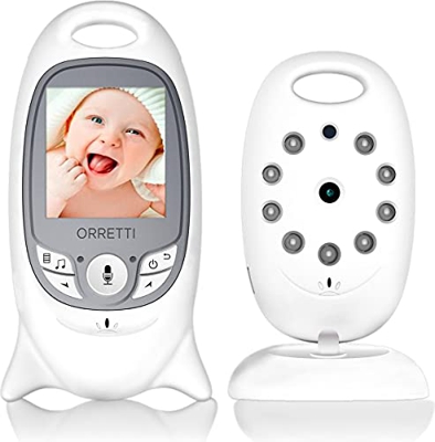ORRETTI V6 - Vigilabebés - Monitor de vídeo para bebé con visión Nocturna, Pantalla LCD de 2,0 Pulgadas, cámara de vigilancia para bebés, Mascotas, Pe