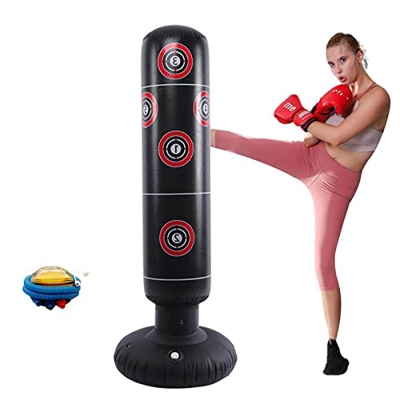 AXLOFO® Espesar Saco de Boxeo Inflable Niños, Sacos de Boxeo de pie para un Rebote inmediato para Practicar Karate, Taekwondo y aliviar Pent Up Energy
