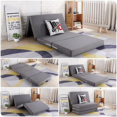 Colchón portátil de espuma de cama individual, colchón impermeable para dormir en el piso de la oficina, colchón plegable para invitados con funda lav