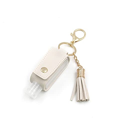 IVBUT Portable Keychain Spray Bottles,Mini Leather Portable Dispenser,with 30ML Small Bottle Key Chain Charm,Tassel Key Hanger. (F)
