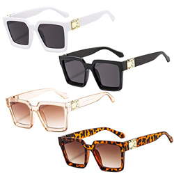 DSCS 4 Piezas Ojo de Gato Gafas Moda Cateye Unisex, Gafas de Sol Cuadradas Vintage, Gafas de Sol Grandes Unisex, Adecuado para Viajes, Accesorios Coti en oferta