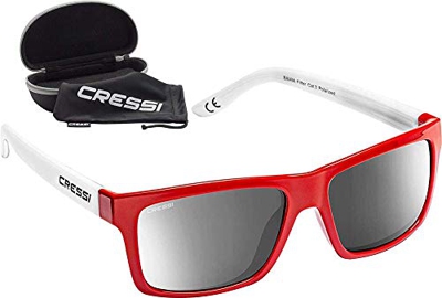 Cressi Bahia Flotantes Sunglasses Gafas De Sol Deportivo, Unisex adulto, Rojo/Blanco/ Lentes espejados