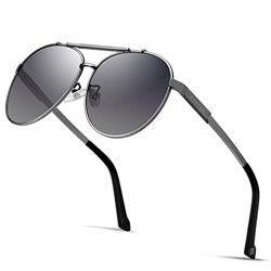 GUZTAG Gafas de sol para hombre, polarizadas, marco de metal, unisex, protección UV, 400 conducción, gafas de sol, Marco: gris, lentes: gris degradado precio