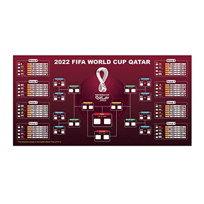 Póster de fútbol con el calendario de partidos de la Copa Mundial de Qatar 2022,118cmx 59cm,Póster de pared para pósteres de ,El gráfico Premium inclu