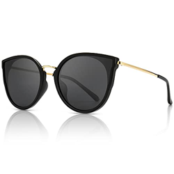 SUNGAIT Mujeres Ojo de Gato Polarizadas Vintage de Gran Tamaño UV-Protección Gafas de Sol(Acabado Brillante Del Marco de Lente Negro/Gris) características