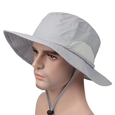 Sosoport Sombrero Ancho para El Sombrero De Playa Protección Solar para Exteriores Sombrero De Pescador para Pesca Senderismo Camping (Claro)