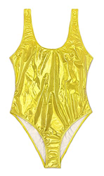 SHEKINI Mujer Traje de Baño Una Pieza Cuello Bajo Brillante Grande Correas Bañador U Halter Slim Monokini Abdomen Control Ropa de Playa(S,Amarillo A) en oferta