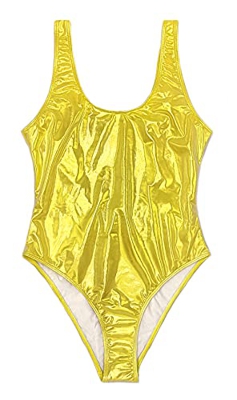 SHEKINI Mujer Traje de Baño Una Pieza Cuello Bajo Brillante Grande Correas Bañador U Halter Slim Monokini Abdomen Control Ropa de Playa(S,Amarillo A)