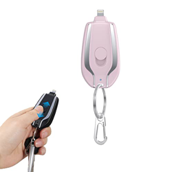 Gossiribbn 1500mah Mini Power Emergency Pod, Keychain Portable Charger for iPhone or Type-c, Key Ring Cell Phone Charger (Pink,for iPhone) en oferta