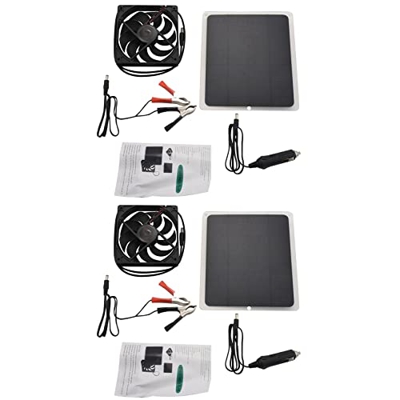 Naugan 2X Ventilador con Ventilador de Panel Solar de 10W Mini Ventilador para Perro Pollo Invernadero Techo RV
