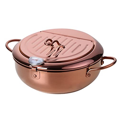 1 UNID Cocina Acero Inoxidable Olla para freír Termómetro Freidora Sartén Control de Temperatura Pollo Frito Olla Herramientas de Cocina (Color : Ros