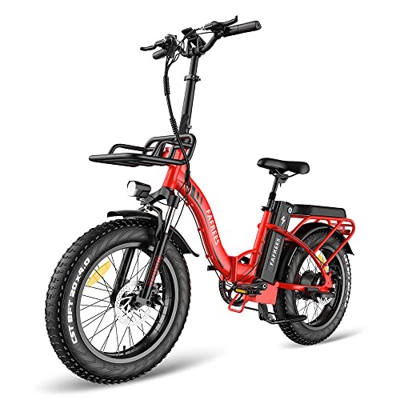 Bicicleta eléctrica Fafrees F20MAX Bicicleta eléctrica Urbana Plegable de 20 Pulgadas Shimano 7 Speed ​​​​MTB para Hombre E-Bike con Cesta, Rojo