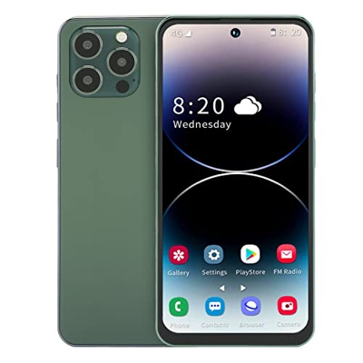 I14 ProMax 6.7in Smartphone para Android 12 - Teléfono Celular con Desbloqueo Facial en Red 4G 4+128GRAM 8MP+16MP MT6737 4000mah Verde