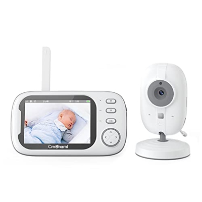 Cmonami Monitor de Bebé Inalámbrico ,Vigilabebés con Cámara y Audio, Pantalla LCD de 3.5"/Grabación de Video/Conversación Bidireccional/Visión Nocturn