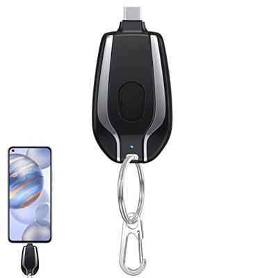 Nasoalne Cargador de teléfono con Llavero | Banco de energía de Cargador portátil de 1500 mAh con Tipo C - Mini Paquete de batería ultracompacto Banco