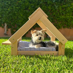 The Paw State - Caseta para Perro Interior | Perros Pequeños y Medianos | Casita de Pino Macizo | con balda para 2 Comederos | Estilo Montessori | Sin en oferta