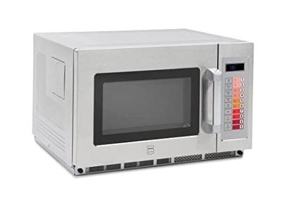 METRO Professional Microondas GMW1034D, acero inoxidable, 57.4 x 36.7 x 52.8 cm, 1800 W, 34 L, pantalla digital, 3 niveles de cocción, programa de des