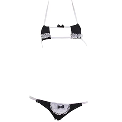 SINGUYUN Sexy micro bikini traje de anime bikini Cosplay lencería kawaii sujetador y bragas conjunto lindo, 216cube Black, Talla única precio