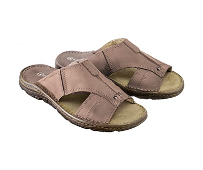 ESTRO Sandalias Hombre Verano Cuero - Chanclas Hombre Sandalias Hombre Cuero con Suela Goma Antideslizante s1 (40 EU, Beige)