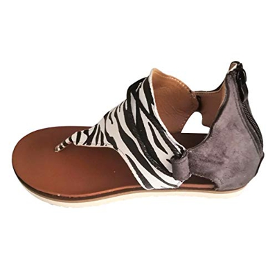 Sandalias Planas para Mujer, Sandalias con Chanclas De Leopardo para Mujer, Sandalias Casuales con Cremallera para Mujer, Planas De Playa De Verano, S