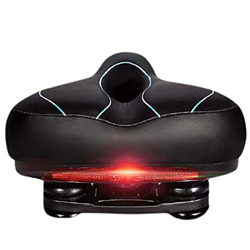 OUHUAN SillíN de Bicicleta con Luz Trasera Espesar Ensanchar Bicicleta CóModa LáMpara de Advertencia de Asiento Trasero de Ciclismo Hueco, Negro Azul precio