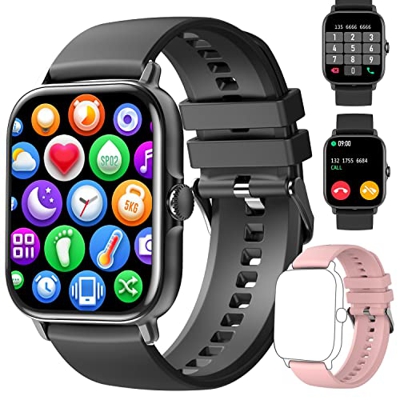 Lonfine SmartWatch, Reloj Inteligente Hombre con Llamadas Bluetooth,Pantalla Grande 1,81 Pulgada,Monitor de Frecuencia Cardíaca y Oxígeno en Sangre de