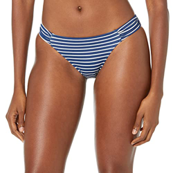 Amazon Essentials Parte Inferior de Traje de Baño Tipo Bikini con Solapa Lateral Mujer, Azul Marino, Rayas, 40 en oferta