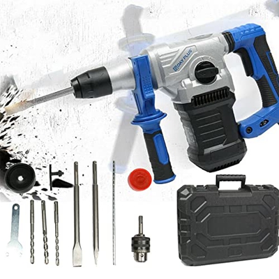 Rotativo Martillo Demoledor, Taladro Demolidor, Martillo Percutor, 1500 W, 4000 percusiones por Minuto, 3 en 1, Incluyendo Cinceles, Taladradora, SDS 