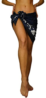 Funky Pareo Sarong Camisola Encubrimiento Hawaiano, Maori, Negro, PEQUEÑO