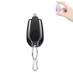 1500mAh Mini Power Emergency Pod, Key Ring Cell Phone Charger, Keychain Portable Charger for iPhone or Type-c, Fast Charging (Black,for Type-c) en oferta
