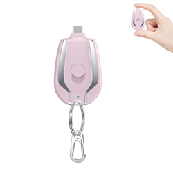 1500mAh Mini Power Emergency Pod, Key Ring Cell Phone Charger, Keychain Portable Charger for iPhone or Type-c, Fast Charging (Pink,for Type-c) características
