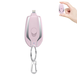 1500mAh Mini Power Emergency Pod, Key Ring Cell Phone Charger, Keychain Portable Charger for iPhone or Type-c, Fast Charging (Pink,for iPhone) en oferta