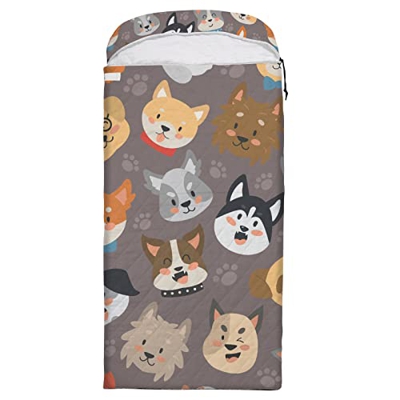 Orediy Saco de dormir de 3 estaciones cálidas y ligeras bolsas de dormir para adultos, adolescentes, senderismo, viajes, mochileros, perros felices, c