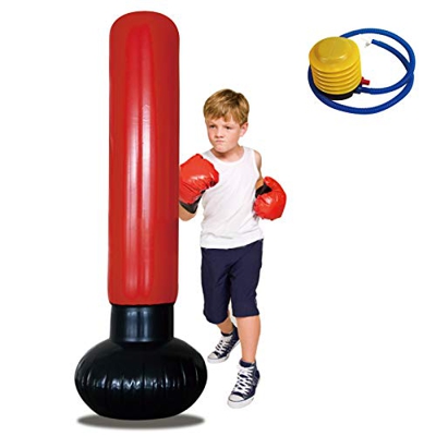 Saco de Boxeo Inflable para niños ,Sacos de Suelo para boxeo160 cm, Columna de Boxeo, Hinchable, para Practicar Karate, Taekwondo, descompresión, con 