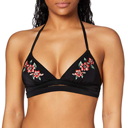 Iris & Lilly Parte de Arriba de Bikini Halter Mujer, Negro, Floral, L precio
