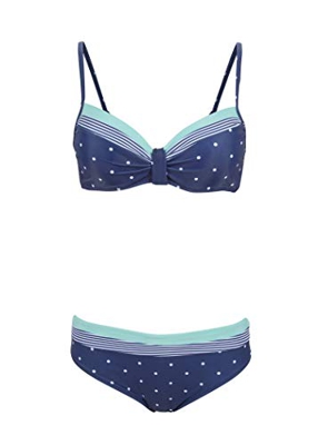 Glam and Gloria Bikini azul de lunares para mujer con rayas marineras (juego de 2 piezas) azul L