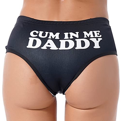 inlzdz Braguita de Algodón para Mujer Calzoncillo Cintura Baja Bragas Traviesas Escritos Letras ¨Yes, Daddy Tanga Erótica Ropa Interior de Bikini Slip