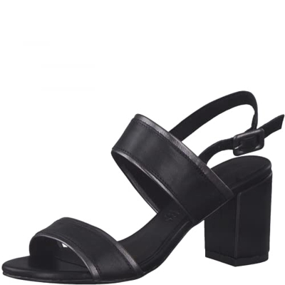 MARCO TOZZI Damen 2-2-28335-28 Sandalette, Sandalia con taln Mujer, Black Ant Comb, 37 EU