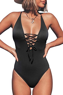 CUPSHE Bañador de Mujer Anudado Cuello en V Traje de Baño, S