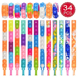 34 Piezas Fidget Pulsera Pop Fidget it Toy Silicona Simple Fidget Juguete Antiestrés Pulsera de Silicona de Descompresión Juguete de Descompresión de  precio