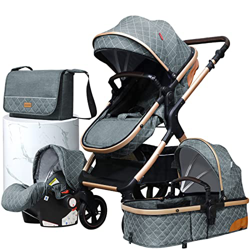 Silla de paseo, cochecito 4 en 1 con bolsa para mamá, material de lujo de alta vista/conjunto de silla de paseo (X1 grey) en oferta